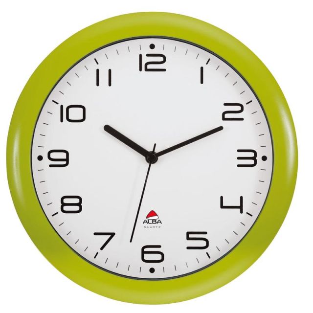 Alba Silent Round Wall Clock, 12in Diameter, Green HORNEWV