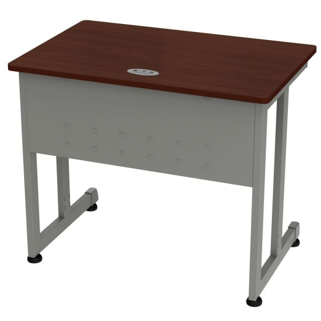 Linea Italia, Inc. 36inW Computer Desk, Gray/Cherry