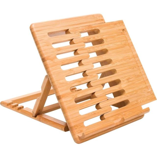 Lipper Bamboo Expandable iPad Stand - 2.4in x 8in x 10in x - Bamboo - 1 - Brown