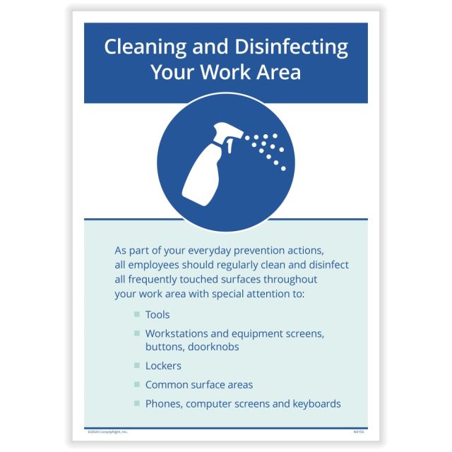 ComplyRight Corona Virus And Health Safety Poster, Employee Clean And Disinfect Your Work Area, English, 10in x 14in (Min Order Qty 3) MPN:N0139PK1