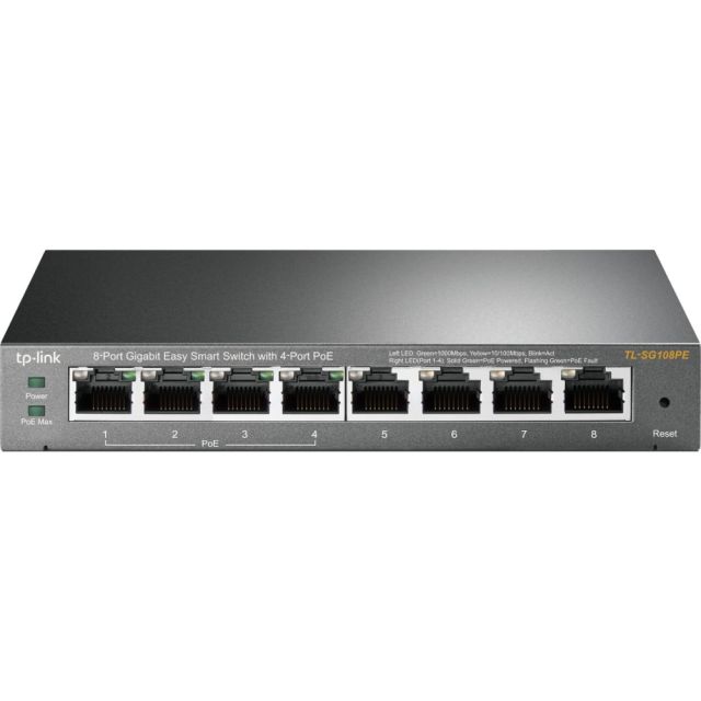 TP-Link 8-Port Gigabit Ethernet Easy Smart Switch with 4 PoE Ports, TL-SG108PE MPN:TL-SG108PE