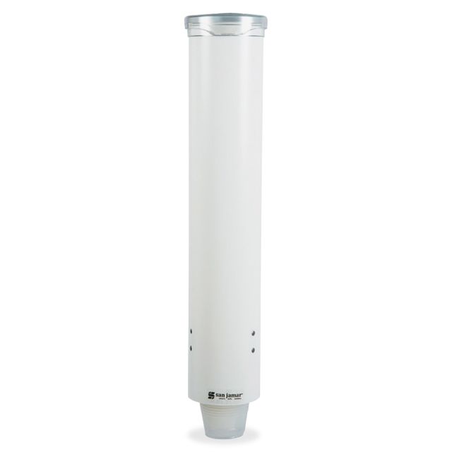 San Jamar Small Pull-type Water Cup Dispenser - Pull Type - Wall Mountable - Plastic - Transparent White (Min Order Qty 2) C4160WH