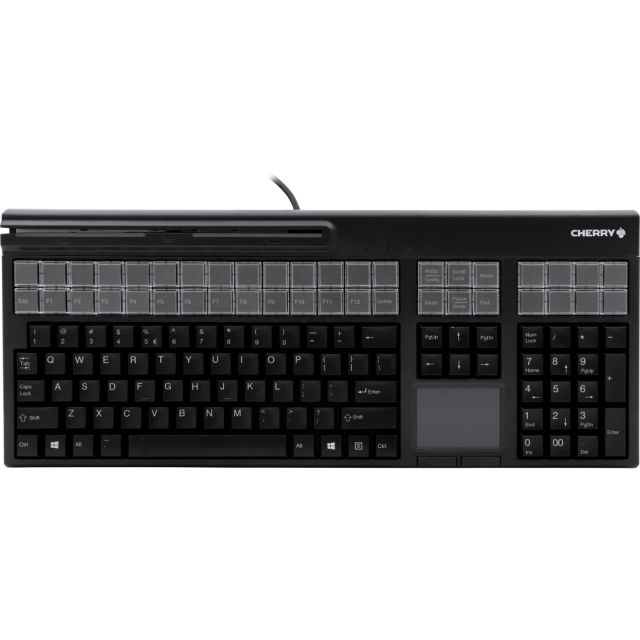 CHERRY LPOS (Large Point of Sale) MSR Touchpad Keyboard - 127 Keys - QWERTY Layout - 42 Relegendable Keys - Magnetic Stripe Reader - Touchpad - USB - Black G86-71411EUADAA