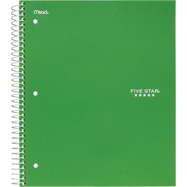 Mead Five Star Wire-Bound Notebook, 8.5in x 11in, 5 Subject, College Ruled, 200 Sheets, Green (Min Order Qty 2) 72079