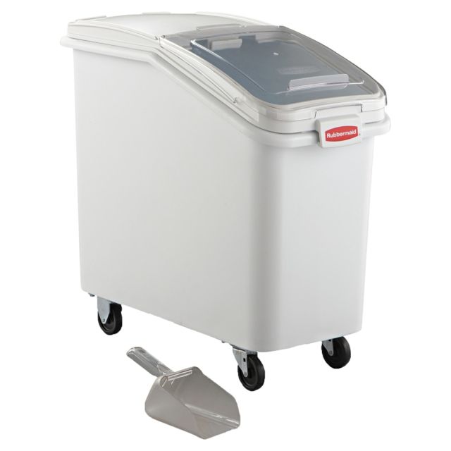 Rubbermaid Commercial ProSave Mobile Ingredient Bin, 104.72 Quarts, 28inH x 15 1/2inW x 29 1/2inD, White/Clear MPN:RCP360288WHI