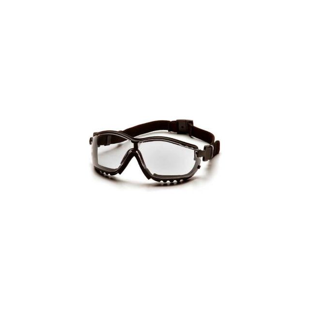 V2g® Safety Glasses Clear Anti-Fog Lens , Black Strap/Temples
