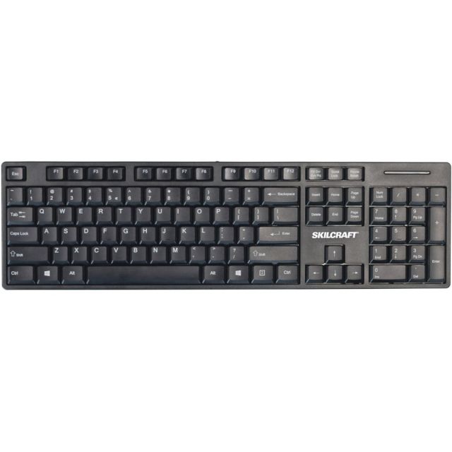 SKILCRAFT USB Wired Keyboard - Cable Connectivity - USB Interface - 104 Key - English, French - Notebook, Desktop Computer - Windows, Mac OS, PC - Black - TAA Compliant (Min Order Qty 2)