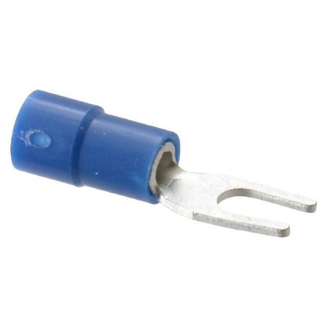 #6 Stud, 16 to 14 AWG Compatible, Partially Insulated, Crimp Connection, Standard Fork Terminal