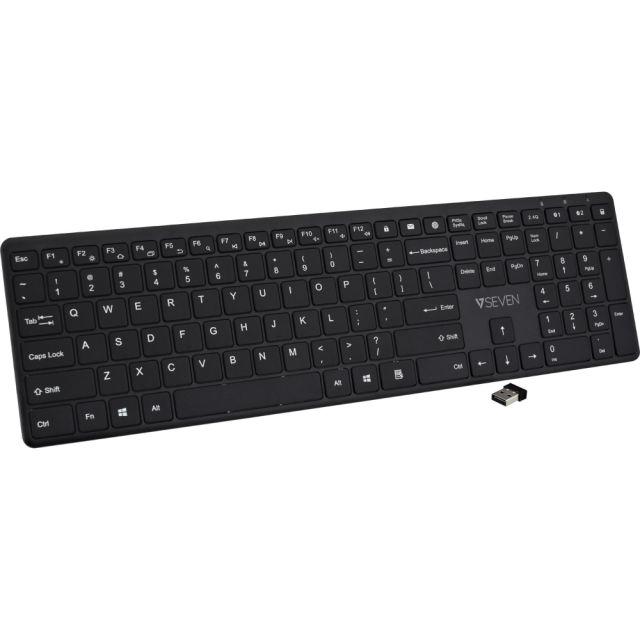 V7 Bluetooth Keyboard KW550USBT 2.4GHZ Dual Mode, English QWERTY - Black - Wireless Connectivity - Bluetooth/RF - 2.40 GHz - USB Interface - English - QWERTY Layout - Scissors Keyswitch - AAA Battery Size Supported - Black