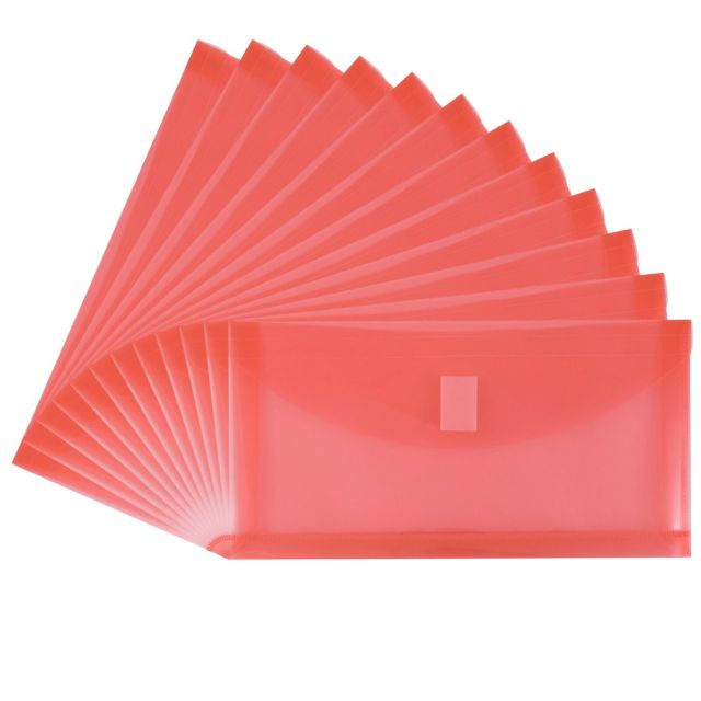 JAM Paper #10 Plastic Envelopes, Hook and Loop Closure, Red, Pack Of 12 (Min Order Qty 3) MPN:921B1LILAC