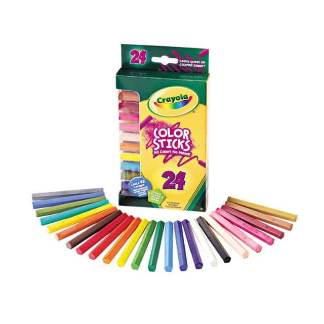 Crayola 24 Color Sticks Woodless Colored Pencils - Red, Red Orange, Orange, Yellow, Yellow Green, Green, Sky Blue, Blue, Violet, Brown, Black, .. Lead - 24 / Set (Min Order Qty 2) 682324