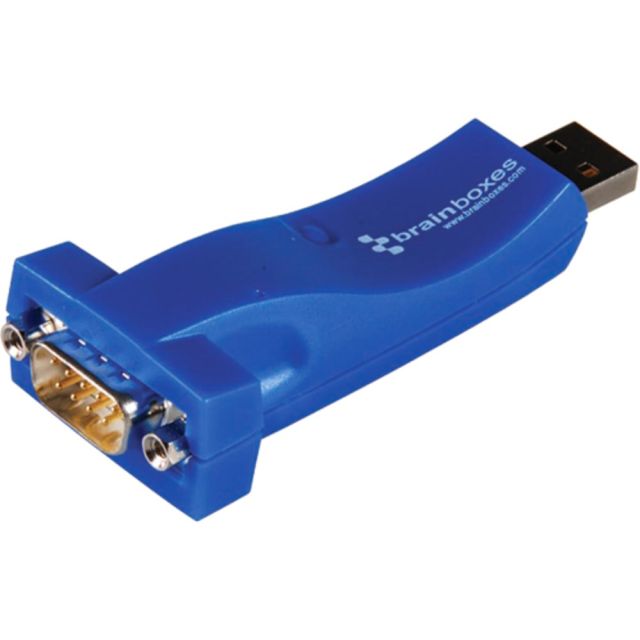 Brainboxes USB to Serial Adapter - 1 x Type A USB Male - 1 x 9-pin DB-9 RS-232 Serial Male MPN:US-101-001