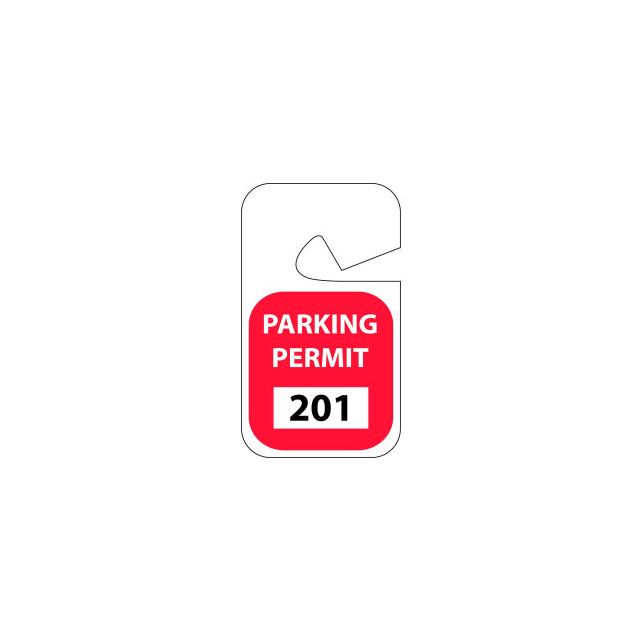 Parking Permit - Red Rearview 201 - 300 PP15C