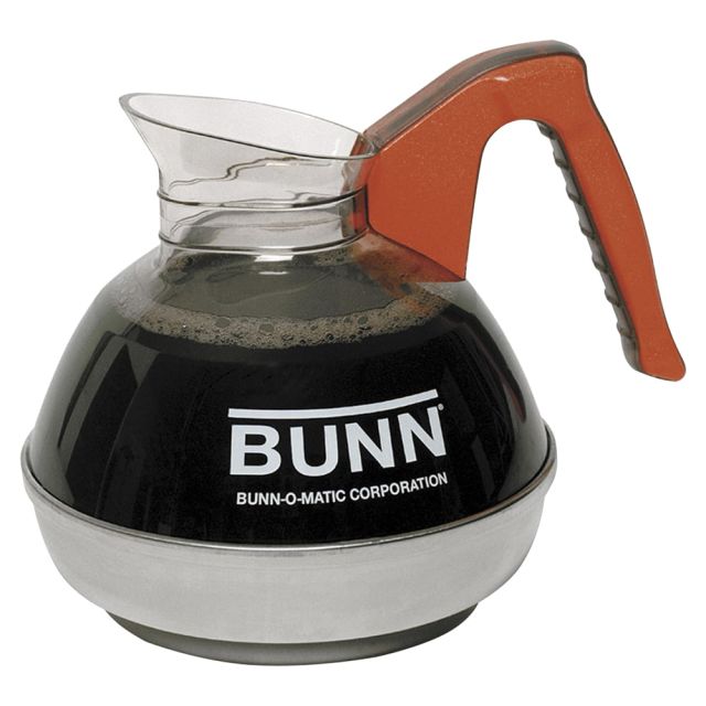 BUNN Easy Pour 12 Cup Commercial Coffee Decanter, Decaffeinated, Orange Handle (Min Order Qty 2) MPN:61010101