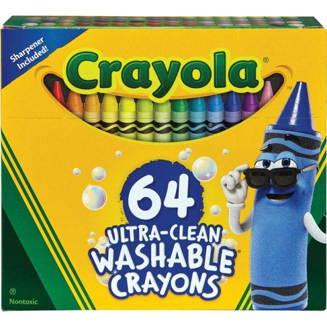 Crayola Ultra-Clean Washable Crayons, Assorted Colors, Box Of 64 Crayons (Min Order Qty 2) 523287