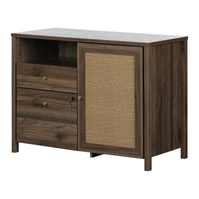 South Shore Talie 41inW Lateral 2-Drawer Credenza, Natural Walnut/Printed Rattan MPN:13318