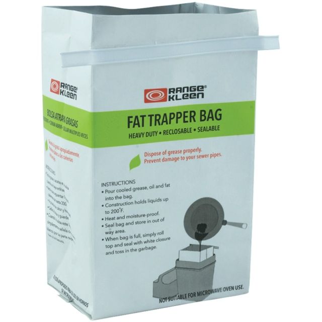 Range Kleen 65110 Trap the Grease: Fat Trapper System 10 Replacement Bags - 1.37 lb Capacity - 3in Width x 4in Length x 6.75in Depth - White - Polyethylene, Aluminum, Kraft Paper, Polypropylene - 10Bag - Kitchen (Min Order Qty 4) MPN:65110