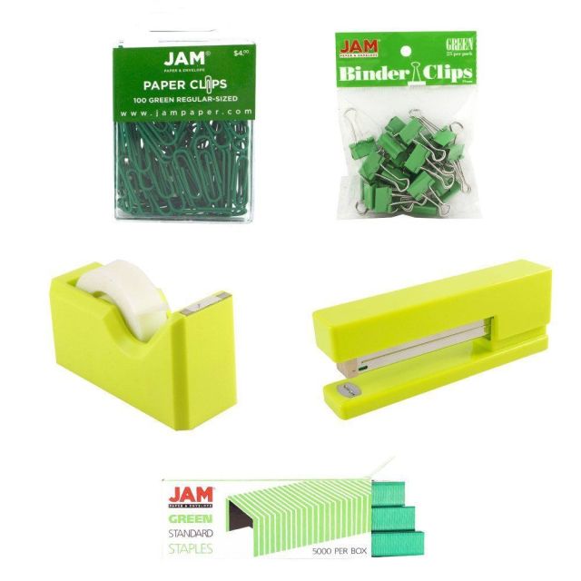 JAM Paper 5-Piece Office Starter Kit, Green 338756GR