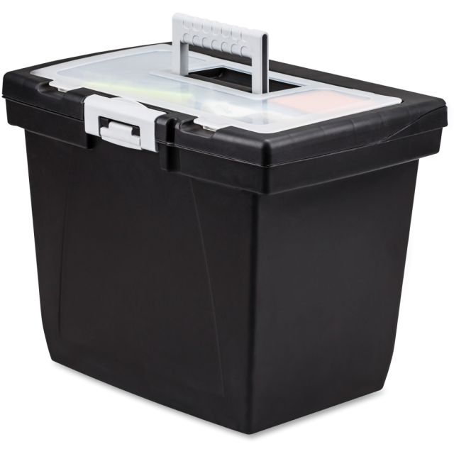 Storex Nesting Portable File Box - External Dimensions: 15in Width x 10.7in Depth x 10.7inHeight - Media Size Supported: Letter - Latch Lock Closure - Black, Gray - For File Folder, Letter, Document, File, Box File - Recycled - 1 Each (Min Order Qty 3) MP