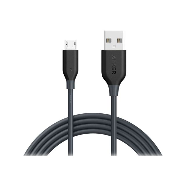 Anker PowerLine - USB cable - Micro-USB Type B (M) to USB (M) - USB 2.0 - 6 ft - gray (Min Order Qty 12) MPN:A8133011