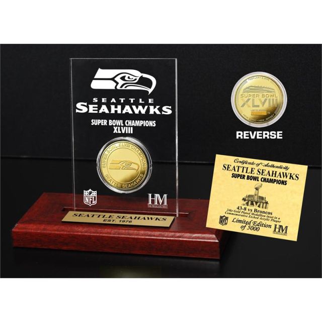 Seattle Seahawks Super Bowl Champions Gold Coin Etched Acrylic MPN:SSSBACRK