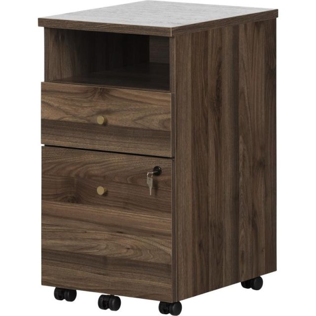 South Shore Talie 16inW Lateral 2-Drawer Mobile File Cabinet, Natural Walnut MPN:13321