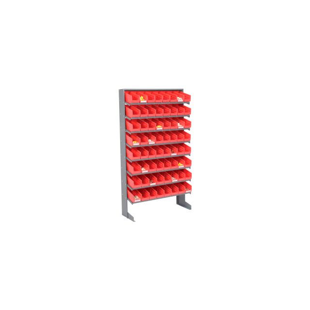 GoVets™ 8 Shelf Floor Pick Rack - 64 Red Plastic Shelf Bins 4 Inch Wide 33x12x61 426RD603