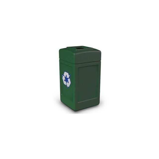 PolyTec™ Recycling Can w/Square Open Top 42 Gallon Forest Green 746353