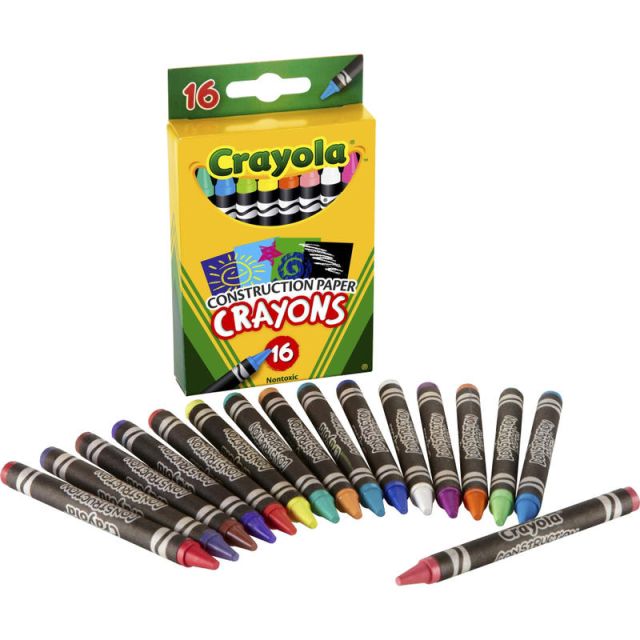 Crayola Construction Paper Crayons, Assorted Colors, Box Of 16 Crayons (Min Order Qty 8) 525817