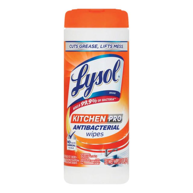 Lysol Kitchen Pro Antibacterial Cleaning Wipes, Pack Of 30 (Min Order Qty 6)