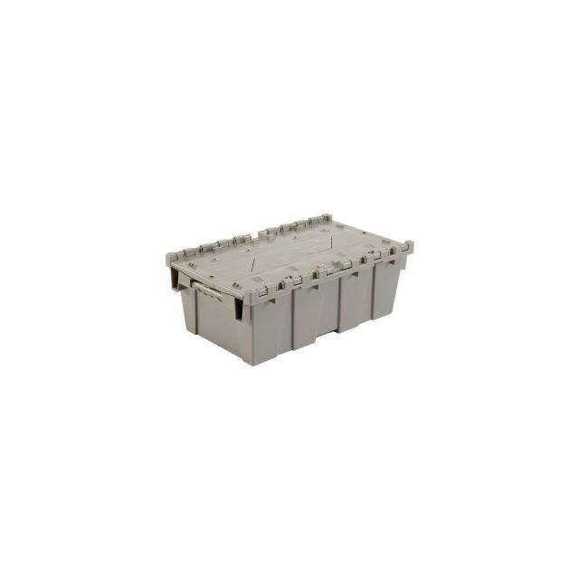 GoVets™ Plastic Attached Lid Shipping and Storage Container 19-5/8x11-7/8x7 Gray 218GY442