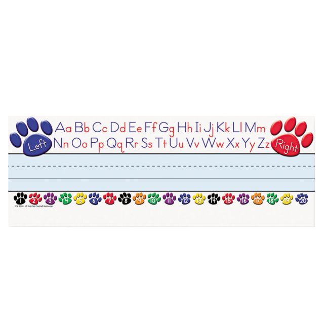 Teacher Created Resources Left/Right Alphabet Nameplates, 11 1/2in x 3 1/2in, Paw Prints Pack Of 36 (Min Order Qty 4) 4040