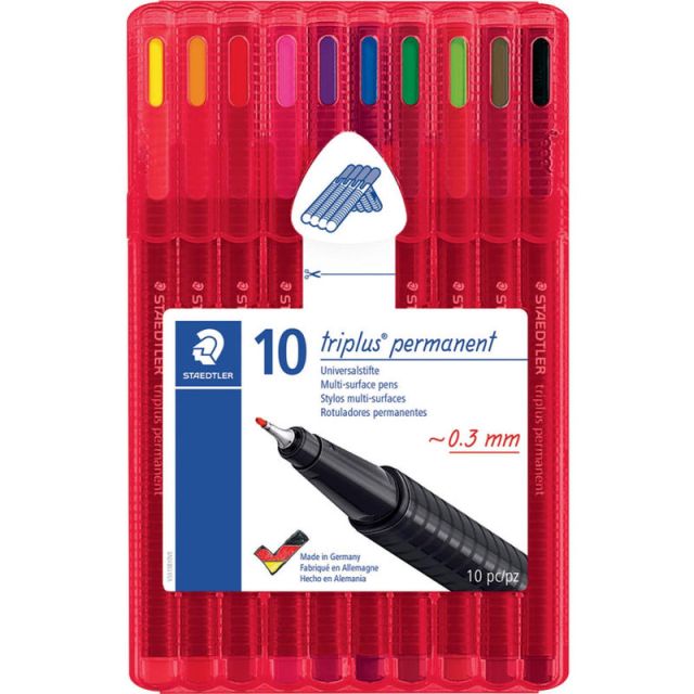 Staedtler 10 Triplus Permanent Multi-surface Pens - 331SB10