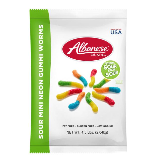 Albanese Confectionery Gummies, Sour Gummy Worms, 4.5-Lb Bag (Min Order Qty 3) MPN:206-00070
