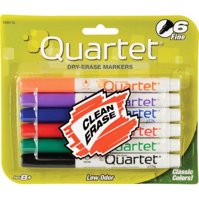 Quartet Dry-Erase Markers, Fine Point, Assorted Colors, Pack Of 6 (Min Order Qty 10) MPN:659511