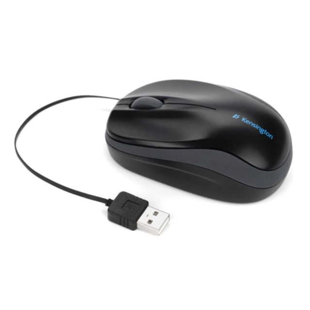 Kensington Pro Fit Optical Mouse with Retractable Cord, Black (Min Order Qty 3) MPN:K72339USA