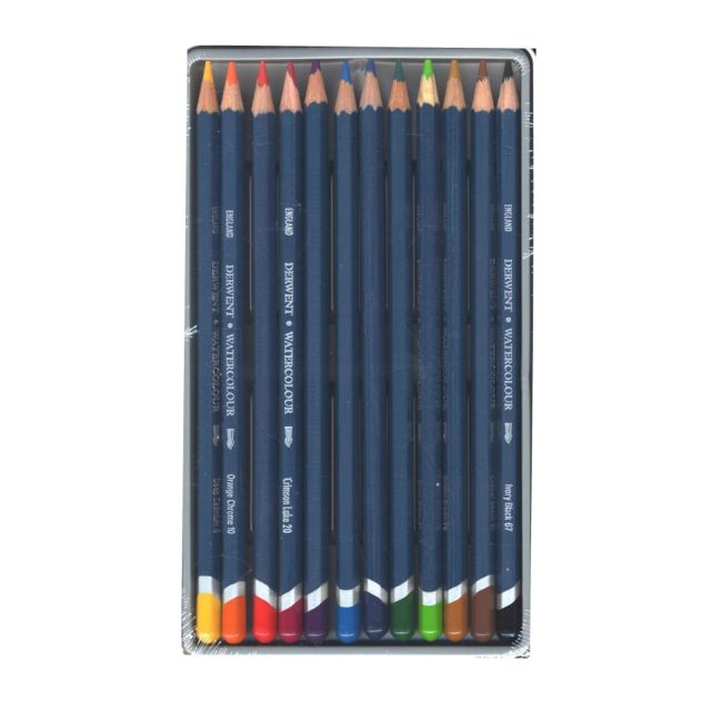 Derwent Watercolor Pencil Set With Tin, Assorted Colors, Set Of 12 Pencils (Min Order Qty 2) MPN:32881