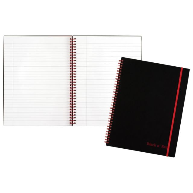 Black n Red Wirebound Notebook, 8 1/2in x 11in, 1 Subject, College Ruled, 70 Sheets, Black/Red (Min Order Qty 5) MPN:K66652