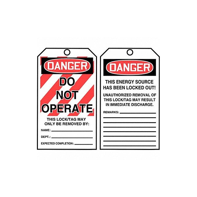 Danger Tag By The Roll 6-1/4X3 PK100 MPN:TAR114