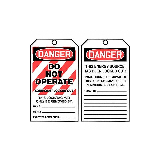 Danger Tag By The Roll 6-1/4X3 PK100 MPN:TAR402