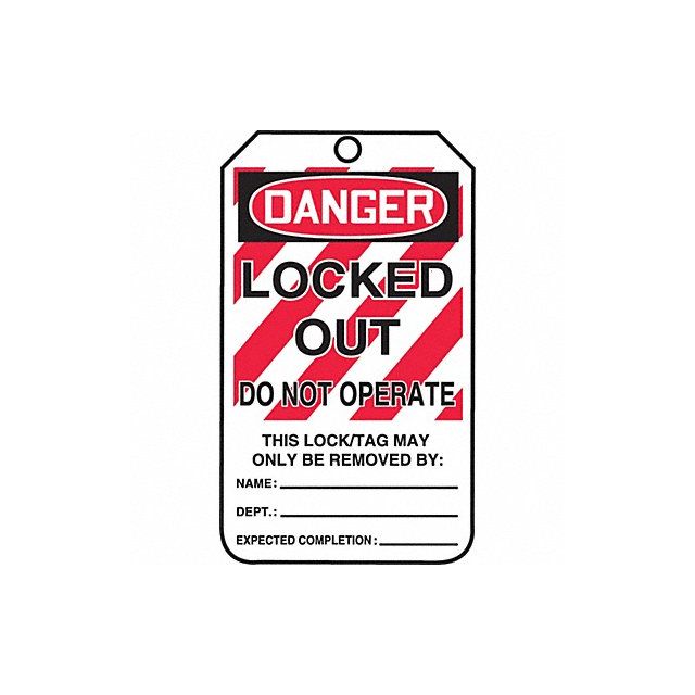 Danger Tag Locked Out 5-3/4 Card PK25 MPN:MLT407CTP