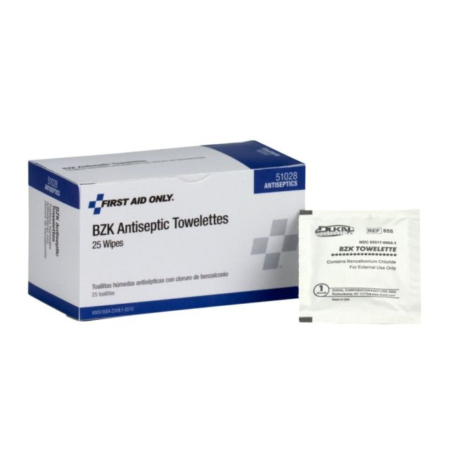PhysiciansCare First Aid Antiseptic Towelettes, Box Of 25 (Min Order Qty 13) MPN:51028