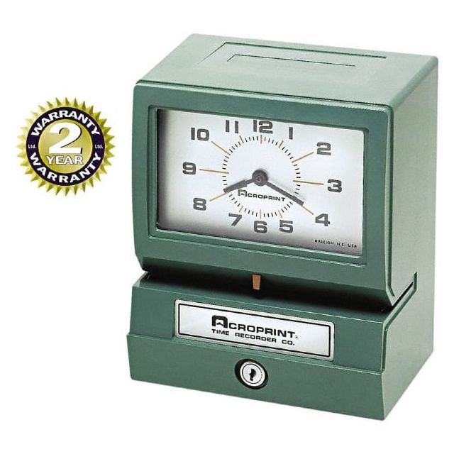 Time Clocks & Time Recorders, Punch Type: Manual , Power Source: AC Adapter , Display Type: Analog , Registration Output: Month, day, 1 - 12 hr., 0 - 59 min.  MPN:ACP012070411