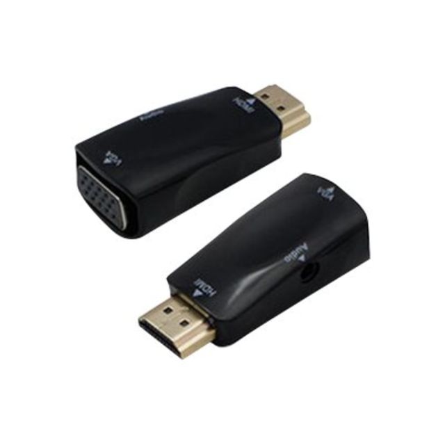 AddOn HDMI Male to VGA Female Black Active Adapter with 3.5mm Audio and Micro USB Ports - 100% compatible and guaranteed to work (Min Order Qty 2) MPN:HDMI2VGAADPT