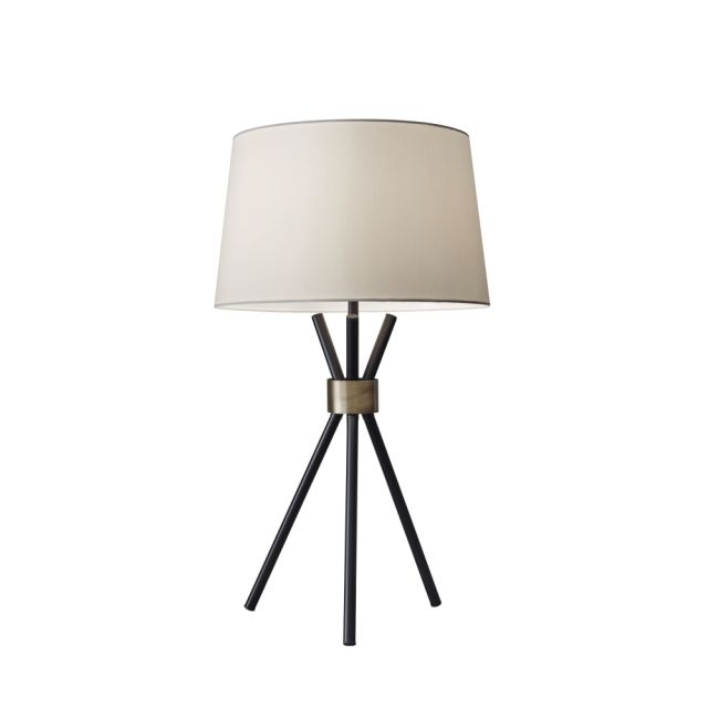 Adesso Benson Table Lamp, 25 1/2inH, White Shade/Black Base MPN:3834-01