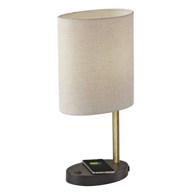 Adesso Curtis AdessoCharge Table Lamp, 21-1/2inH, Taupe Shade/Black Base MPN:4223-21