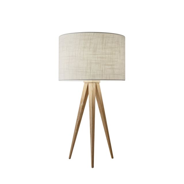 Adesso Director Table Lamp, 26 1/4inH, Off-White Shade/Natural Base MPN:6423-12
