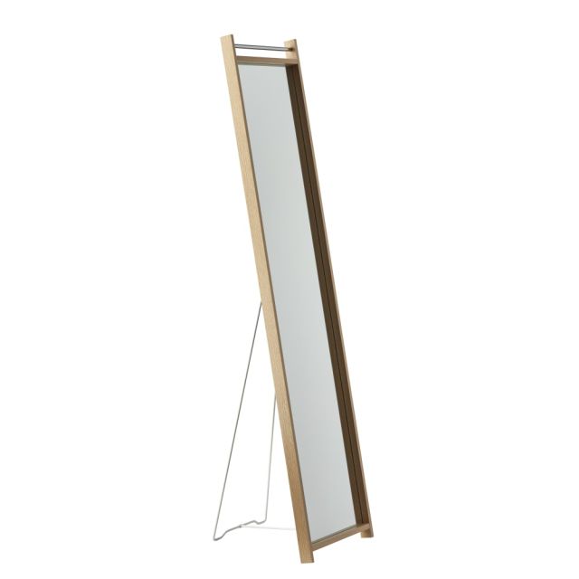 Adesso Abigail Rectangle Floor Mirror, 61inH x 13inW x 15-7/16inD, Natural/Chrome MPN:WK1117-12