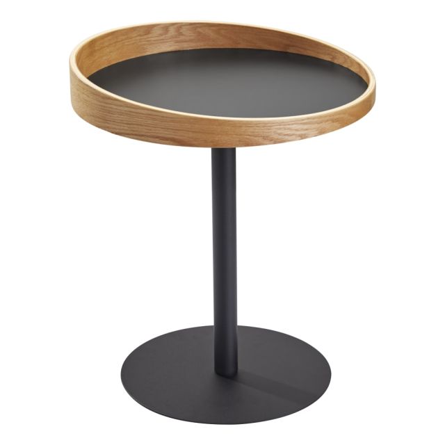 Adesso Crater End Table, Square, 21-1/2inH x 18inW x 18inD, Black/Natural Oak MPN:WK2310-12