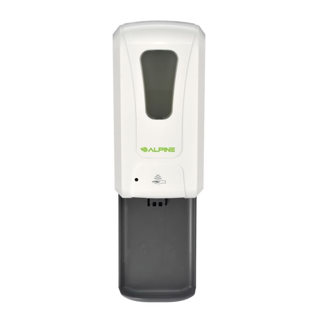 Alpine Wall Mount Automatic Foam Hand Sanitizer Dispenser With Drip Tray, 18-1/8inH x 6inW x 4-1/2inD, White MPN:430-F-T